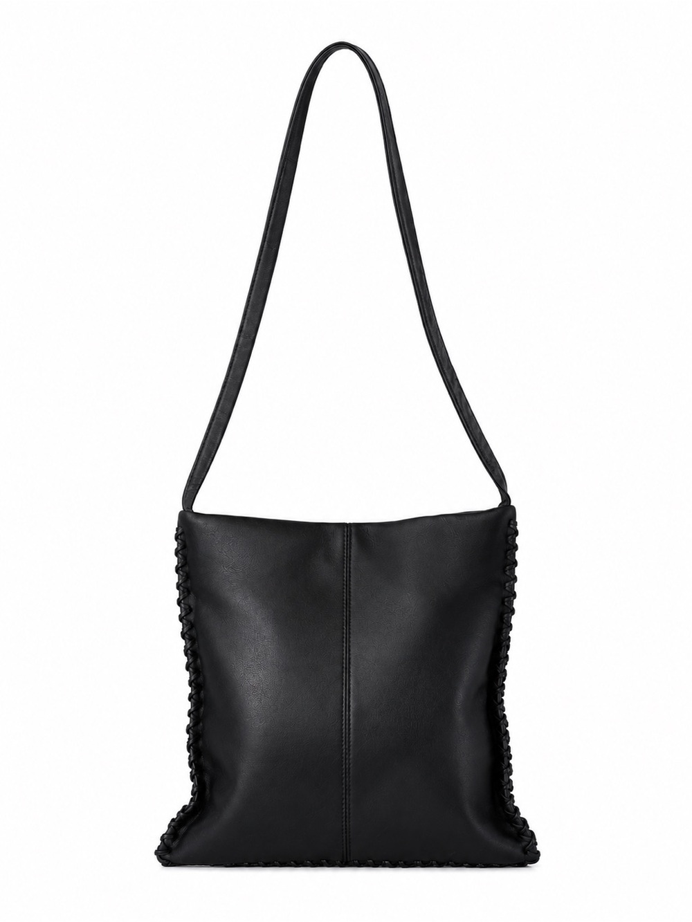 Kenneth Cole Black Leather Whipstitch Hobo Shoulder Bag Slouchy Y2K - Picture 12 of 13